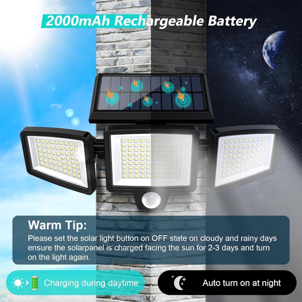 Solar Wall Light with Remote Control - 2500 Lumens